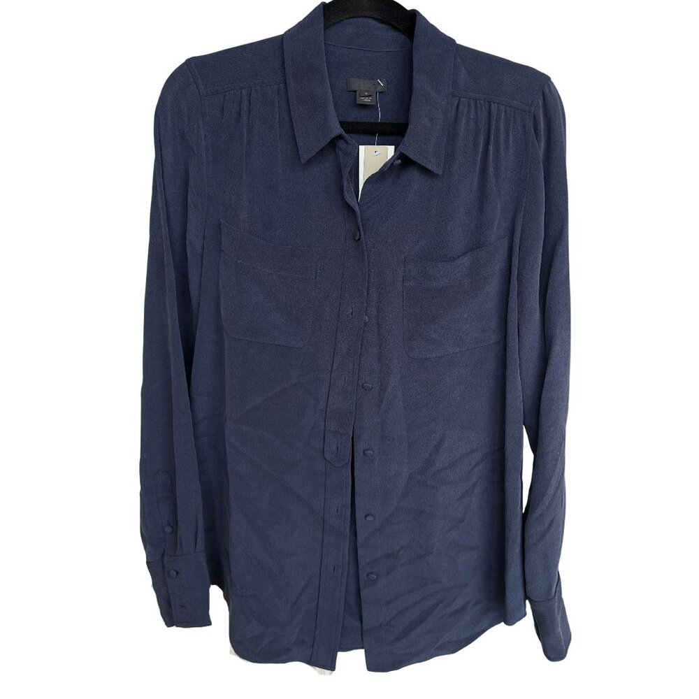 J. Crew Collection Navy Blouse Classic Design NWT Button Down